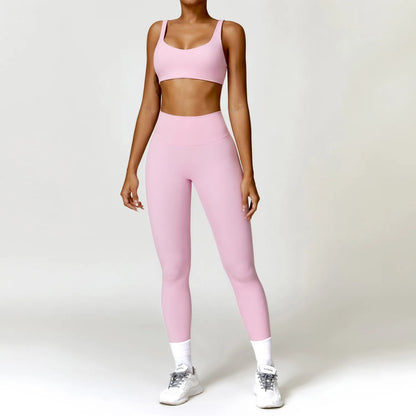 2PCS Yoga Set Women Gym Long Sleeve Sports Suits Fitness Bra Crop Top Workout Clothes Female Athletic Wear Legging Sportswear